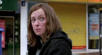 Movie still from “Eagle vs Shark” (2007), directed by Taika Waititi – A person wearing a hooded jacket; Close Up shot, Low angle