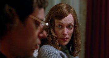 Movie still from “Eagle vs Shark” (2007), directed by Taika Waititi – A person looking at the camera; Close Up shot, Over the shoulder angle