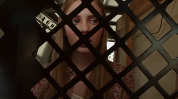 Movie still from “Earth to Echo” (2014), directed by Dave Green – A woman is looking through a metal fence; Close Up shot, Low angle