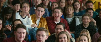 Movie still from “Election” (1999), directed by Alexander Payne – A group of young people sitting in a room; Medium shot, High angle