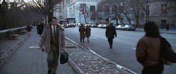 Movie still from “Election” (1999), directed by Alexander Payne – A group of people walking down a street; Wide shot, High angle