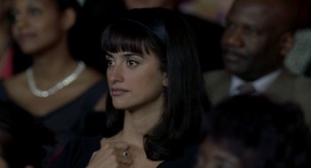 Movie still from “Elegy” (2008), directed by Isabel Coixet – A person wearing a headband; Close Up shot, Over the shoulder angle