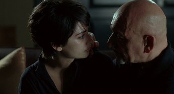 Movie still from “Elegy” (2008), directed by Isabel Coixet – A man and a woman looking at one another; Close Up shot, Over the shoulder angle