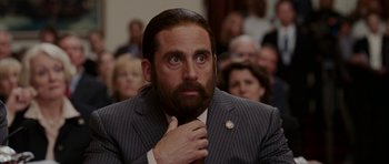 Movie still from “Evan Almighty” (2007), directed by Tom Shadyac – A person wearing a suit and tie; Close Up shot, Over the shoulder angle