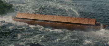 Movie still from “Evan Almighty” (2007), directed by Tom Shadyac – An aerial view of a body of water; Extreme Wide shot, High angle