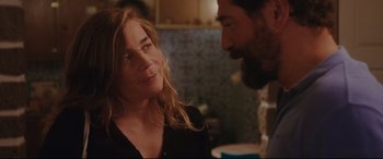 Movie still from “Everybody Loves Jeanne” (2022), directed by Céline Devaux – A man and a woman talking to each other; Close Up shot, Over the shoulder angle