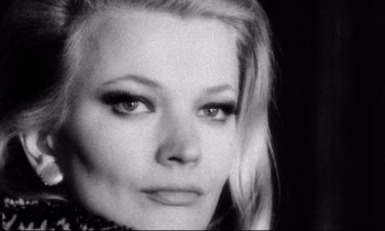 Movie still from “Faces” (1968), directed by John Cassavetes – A black and white photo of a woman's face; Close Up shot, Low angle