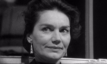 Movie still from “Faces” (1968), directed by John Cassavetes – An old black and white photo of a woman; Close Up shot, Low angle