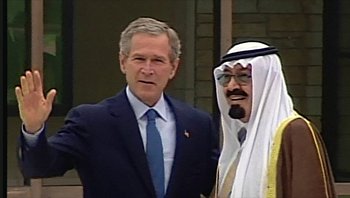 Movie still from “Fahrenheit 9/11” (2004), directed by Michael Moore – President george w; Medium shot, Over the shoulder angle