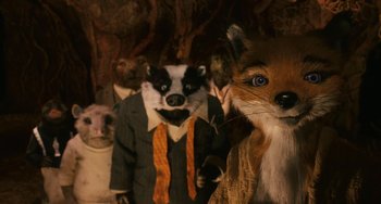 Movie still from “Fantastic Mr. Fox” (2009), directed by Wes Anderson – Many stuffed animals that look like foxes; Close Up shot, High angle