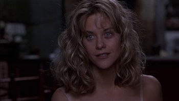 Movie still from “Flesh and Bone” (1993), directed by Steve Kloves – A person with long blonde hair; Close Up shot, Over the shoulder angle