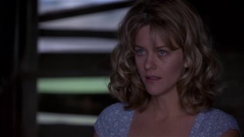 Movie still from “Flesh and Bone” (1993), directed by Steve Kloves – A person with long hair; Close Up shot, Low angle