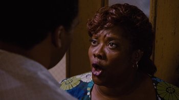 Movie still from “For Colored Girls” (2010), directed by Tyler Perry – An older woman talking to a younger man; Close Up shot, Over the shoulder angle