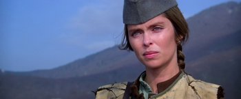 Movie still from “Force 10 from Navarone” (1978), directed by Guy Hamilton – A person wearing a hat; Close Up shot, Low angle