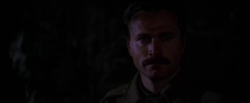Movie still from “Force 10 from Navarone” (1978), directed by Guy Hamilton – A person with a mustache; Close Up shot, Low angle