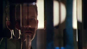 Movie still from “Forces of Nature” (1999), directed by Bronwen Hughes – A person looking through a window; Extreme Close Up shot, Low angle