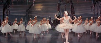 Movie still from “Funny Girl” (1968), directed by William Wyler – Many ballerinas that are in a dance class; Wide shot, Low angle