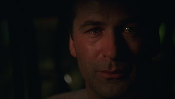 Movie still from “Ghosts of Mississippi” (1996), directed by Rob Reiner – A man's face in the dark; Close Up shot, Low angle