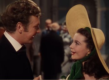 Movie still from “Gone with the Wind” (1939), directed by George Cukor – A man and a woman talking to each other; Close Up shot, Over the shoulder angle