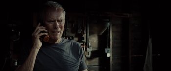 Movie still from “Gran Torino” (2008), directed by Clint Eastwood – Close Up shot, Low angle