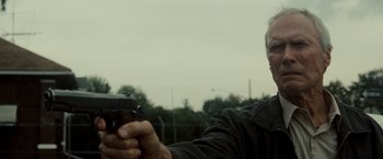 Movie still from “Gran Torino” (2008), directed by Clint Eastwood – Close Up shot, Over the shoulder angle