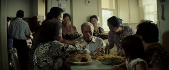 Movie still from “Gran Torino” (2008), directed by Clint Eastwood – Medium shot, Over the shoulder angle