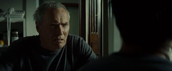 Movie still from “Gran Torino” (2008), directed by Clint Eastwood – Close Up shot, Over the shoulder angle