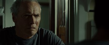 Movie still from “Gran Torino” (2008), directed by Clint Eastwood – Close Up shot, Over the shoulder angle