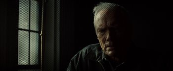 Movie still from “Gran Torino” (2008), directed by Clint Eastwood – Close Up shot, Low angle