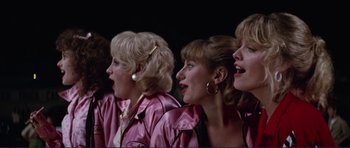 Movie still from “Grease 2” (1982), directed by Patricia Birch – A group of women singing in a choir; Close Up shot, Low angle