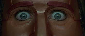 Movie still from “Heartbeeps” (1981), directed by Allan Arkush – View of a person's eyes; Extreme Close Up shot, Overhead angle
