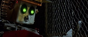 Movie still from “Heartbeeps” (1981), directed by Allan Arkush – The eyes of a robot; Close Up shot, Low angle