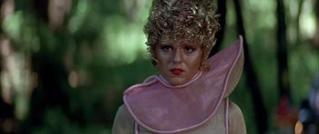 Movie still from “Heartbeeps” (1981), directed by Allan Arkush – A person wearing a wig; Close Up shot, Low angle