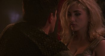 Movie still from “Hellraiser III: Hell on Earth” (1992), directed by Anthony Hickox – A man and a woman are looking at one another; Close Up shot, Over the shoulder angle