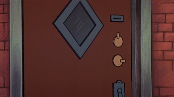 Movie still from “Hey Arnold! The Movie” (2002), directed by Tuck Tucker – View of a door handle and a switch; Extreme Close Up shot, Overhead angle