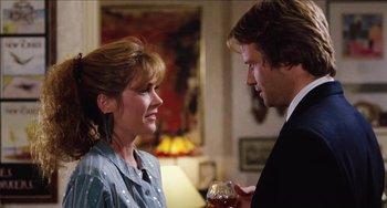 Movie still from “Highlander” (1986), directed by Russell Mulcahy – A man and a woman talking to each other; Close Up shot, Over the shoulder angle