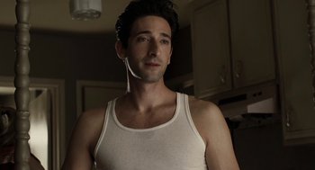 Movie still from “Hollywoodland” (2006), directed by Allen Coulter – A person wearing a tank top; Close Up shot, Low angle