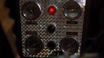The gauges on a car dashboard