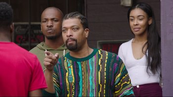 Movie still from “How High 2” (2019), directed by Bruce Leddy – A group of men and women standing next to each other; Medium shot, Over the shoulder angle