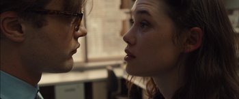 Movie still from “I Origins” (2014), directed by Mike Cahill – Two people face to face in a room; Close Up shot, Over the shoulder angle