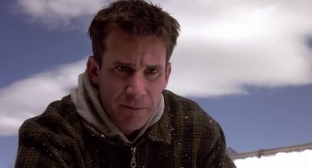 Movie still from “I'll Be Home for Christmas” (1998), directed by Arlene Sanford – A person wearing a jacket; Close Up shot, Low angle