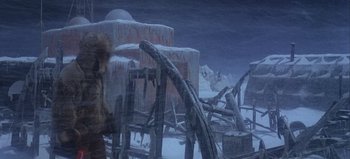 Movie still from “Ice Station Zebra” (1968), directed by John Sturges – An image of an ice and snow covered area; Wide shot, High angle