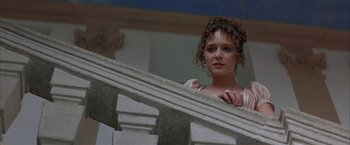 Movie still from “Immortal Beloved” (1994), directed by Bernard Rose – A young woman standing on top of a stone staircase; Close Up shot, Low angle