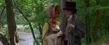Movie still from “Immortal Beloved” (1994), directed by Bernard Rose – A man and a woman dressed in period clothing; Medium shot, Over the shoulder angle