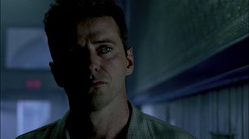 Movie still from “In Dreams” (1999), directed by Neil Jordan – A person looking at the camera; Close Up shot, Over the shoulder angle