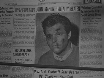 Movie still from “In a Lonely Place” (1950), directed by Nicholas Ray – An old newspaper with a picture of john mason; Close Up shot, Low angle