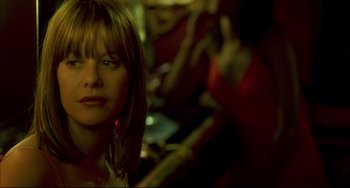 Movie still from “In the Cut” (2003), directed by Jane Campion – A person with a blurry background; Close Up shot, Over the shoulder angle