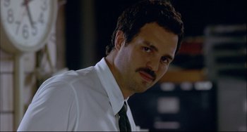 Movie still from “In the Cut” (2003), directed by Jane Campion – A person wearing a shirt and a tie; Close Up shot, Low angle