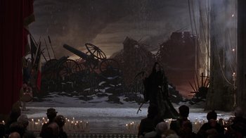 Movie still from “Interview with the Vampire: The Vampire Chronicles” (1994), directed by Neil Jordan – A scene of a scene in a theater; Extreme Wide shot, High angle