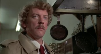 Movie still from “Invasion of the Body Snatchers” (1978), directed by Philip Kaufman – A person wearing a suit and tie; Close Up shot, Low angle